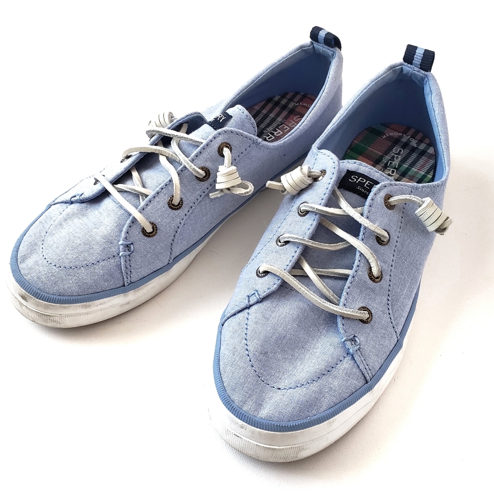 Sperry Crest Vibe Linen Blue Low Top Sneaker Size 9.5